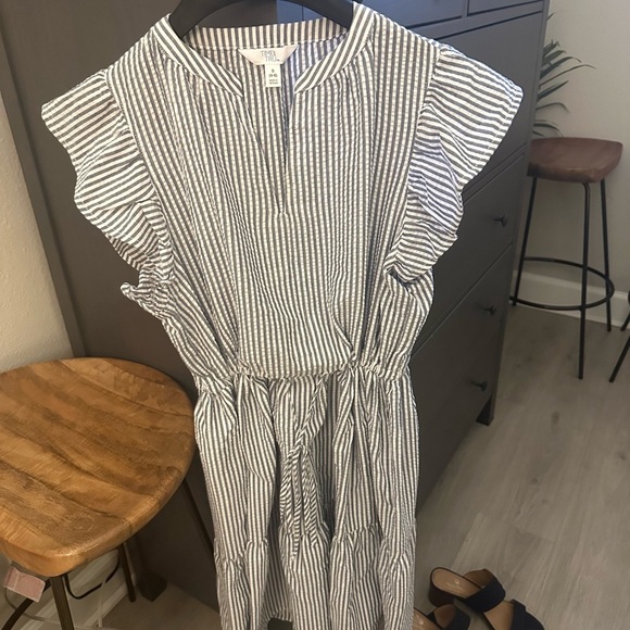 Time and Tru Striped Blue Dress with Flutter sleeve. - Picture 2 of 4